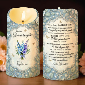 To My Granddaughter, Remember I Love You, Flowers and Butterflies - Personalized Custom LED Candle - GDT521_LECA
