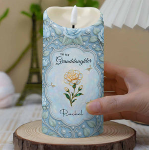 To My Granddaughter Love From Grandma, Flowers And Butterflies - Personalized Custom LED Candle - GDT548_LECA