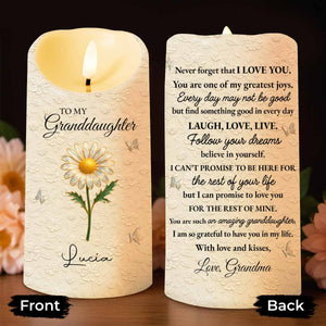 To My Granddaughter, Love Grandma, Beautiful Flower Design - Personalized Custom LED Candle - GDT551_LECA