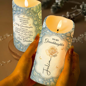 To My Granddaughter, Rose And Butterfly Design - Personalized Custom LED Candle - GDT559_LECA