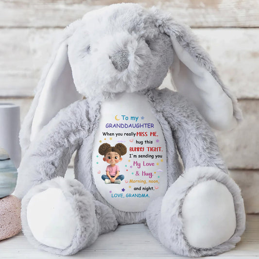 To My Granddaughter, Hug This Bunny Tight - Personalized Stuffed Bunny - GDT572_BUN