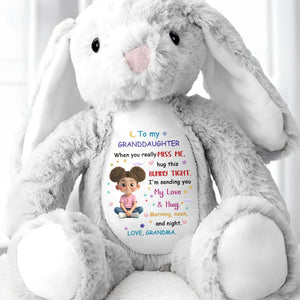 To My Granddaughter, Hug This Bunny Tight - Personalized Stuffed Bunny - GDT572_BUN