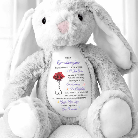 To My Granddaughter, Never Forget, Love, Believe - Personalized Stuffed Bunny - GDT591_BUN