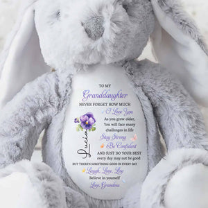 To My Granddaughter, Never Forget, Love, Believe - Personalized Stuffed Bunny - GDT591_BUN