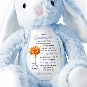 To My Granddaughter, Once Upon A Time With Flowers - Personalized Stuffed Bunny - GDT599_BUN