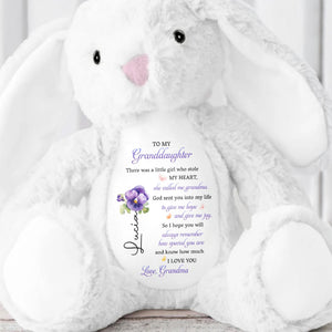 To My Granddaughter, Plush Bunny With Purple Flowers - Personalized Stuffed Bunny - GDT606_BUN