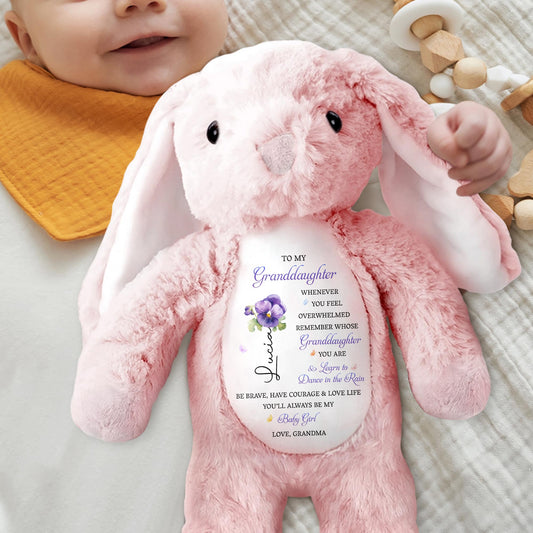 To My Granddaughter, Remember Whose You Are, Flowers - Personalized Stuffed Bunny - GDT608_BUN
