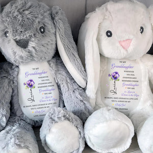 To My Granddaughter, Remember Whose You Are, Flowers - Personalized Stuffed Bunny - GDT608_BUN
