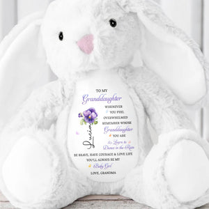 To My Granddaughter, Remember Whose You Are, Flowers - Personalized Stuffed Bunny - GDT608_BUN