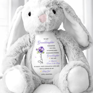 To My Granddaughter, Remember Whose You Are, Flowers - Personalized Stuffed Bunny - GDT608_BUN