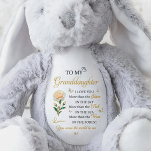 To My Granddaughter, Love Stars, Fish, and Trees - Personalized Stuffed Bunny - GDT612_BUN