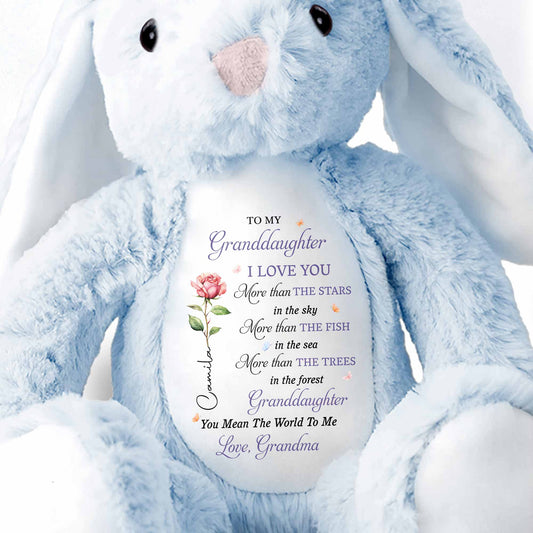 To My Granddaughter, I Love You, Flower - Personalized Stuffed Bunny - GDT616_BUN
