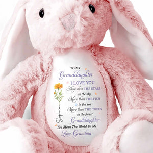 To My Granddaughter, I Love You, Flower - Personalized Stuffed Bunny - GDT616_BUN