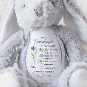 To My Granddaughter, I Love You, Flower - Personalized Stuffed Bunny - GDT616_BUN