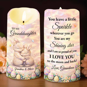 To My Granddaughter Leave A Little Sparkle Rabbit And Easter Eggs - Personalized Custom LED Candle - GDT622_LECA