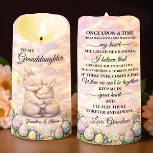 To My Granddaughter Once Upon A Time Rabbit And Easter Eggs - Personalized Custom LED Candle - GDT623_LECA