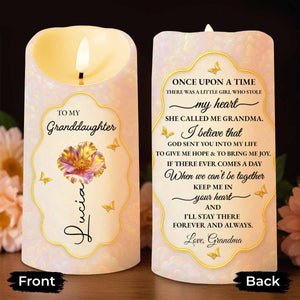 To My Granddaughter Once Upon A Time Flower Butterflies Heart - Personalized Custom LED Candle - GDT624_LECA