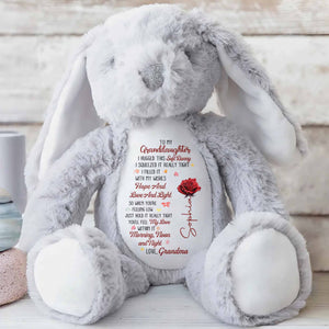 To My Granddaughter I Hugged This Soft Bunny With Red Rose - Personalized Stuffed Bunny - GDT626_BUN