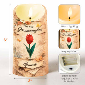 To My Granddaughter Once Upon A Time Rose And Butterfly Candle - Personalized Custom LED Candle - GDT636_LECA