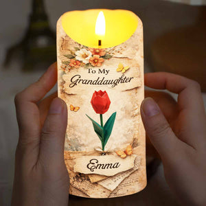 To My Granddaughter Once Upon A Time Rose And Butterfly Candle - Personalized Custom LED Candle - GDT636_LECA