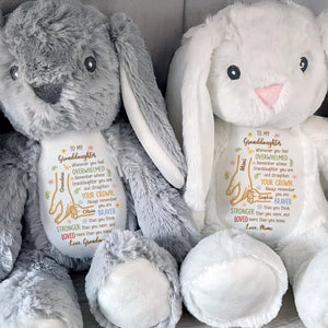 To My Granddaughter Whenever You Feel Overwhelmed Holding Hands Flowers - Personalized Stuffed Bunny - GDT637_BUN