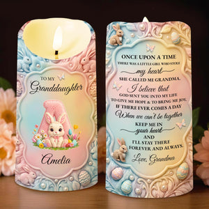 To My Granddaughter Once Upon A Time Bunny Rabbit Floral Initial - Personalized Custom LED Candle - GDT644_LECA