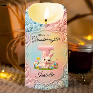 To My Granddaughter Once Upon A Time Bunny Rabbit Floral Initial - Personalized Custom LED Candle - GDT644_LECA