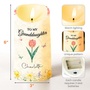 To My Granddaughter Never Forget That I Love You Floral Butterfly Design - Personalized Custom LED Candle - GDT645_LECA