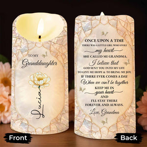 To My Granddaughter Once Upon A Time Flower And Butterfly LED Candle - Personalized Custom LED Candle - GDT646_LECA