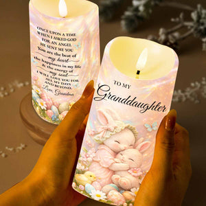 To My Granddaughter Once Upon A Time Rabbit Easter Egg Flower - Personalized Custom LED Candle - GDT647_LECA