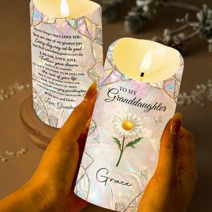 To My Granddaughter Never Forget That I Love You Flower Butterflies Mosaic - Personalized Custom LED Candle - GDT649_LECA