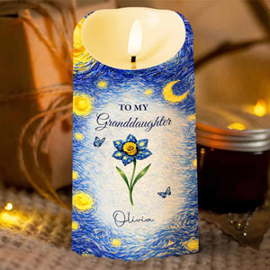 To My Granddaughter You Leave A Little Sparkle Starry Night Flower - Personalized Custom LED Candle - GDT664_LECA