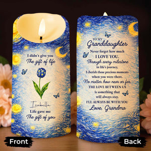 I Didn't Give You The Gift Of Life Blue Flower Starry Sky - Personalized Custom LED Candle - GDT668_LECA