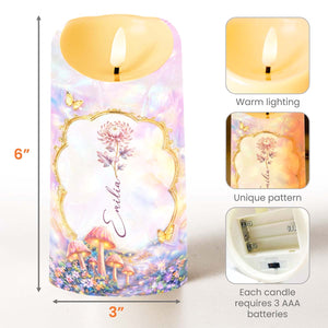 To My Granddaughter Once Upon A Time Birth Month Flowers Butterflies - Personalized Custom LED Candle - GDT690_LECA