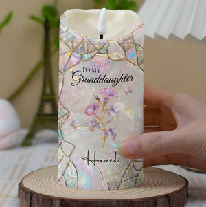 To My Granddaughter Once Upon A Time Birth Month Flower Butterflies - Personalized Custom LED Candle - GDT691_LECA