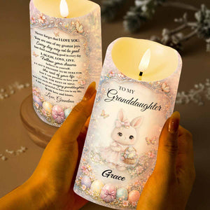 To My Granddaughter Never Forget I Love You Bunny Easter Eggs - Personalized Custom LED Candle - GDT692_LECA