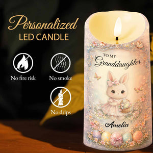 To My Granddaughter Never Forget I Love You Bunny Easter Eggs - Personalized Custom LED Candle - GDT692_LECA