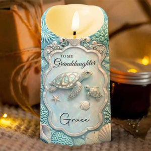 To My Granddaughter Once Upon A Time Sea Turtle And Shells - Personalized Custom LED Candle - GDT702_LECA