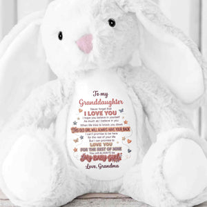 To My Granddaughter Never Forget I Love You Heart Butterfly - Personalized Stuffed Bunny - GDT703_BUN