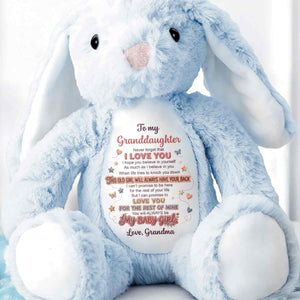 To My Granddaughter Never Forget I Love You Heart Butterfly - Personalized Stuffed Bunny - GDT703_BUN