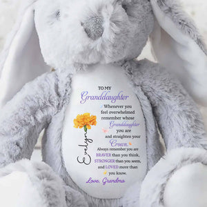 To My Granddaughter Straighten Your Crown Birth Month Flower - Personalized Stuffed Bunny - GDT715_BUN