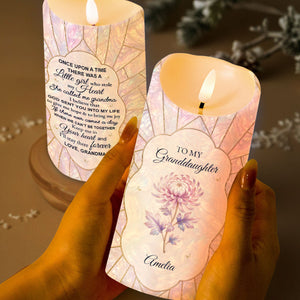 To My Granddaughter Once Upon A Time Mother Of Pearl Flower - Personalized Custom LED Candle - GDT736_LECA
