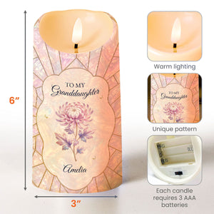 To My Granddaughter Once Upon A Time Mother Of Pearl Flower - Personalized Custom LED Candle - GDT736_LECA