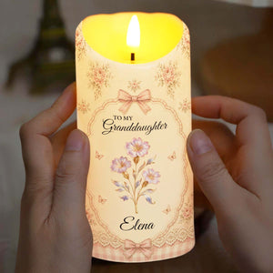 To My Granddaughter Once Upon A Time Flower Butterfly - Personalized Custom LED Candle - GDT739_LECA