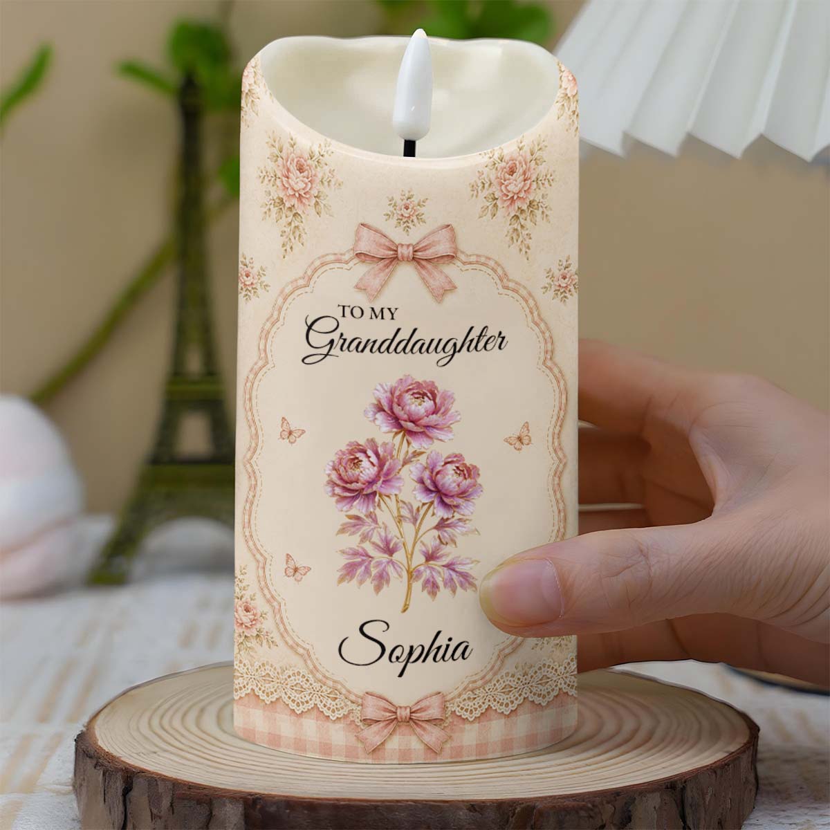 To My Granddaughter Once Upon A Time Flower Butterfly - Personalized Custom LED Candle - GDT739_LECA