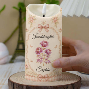 To My Granddaughter Once Upon A Time Flower Butterfly - Personalized Custom LED Candle - GDT739_LECA