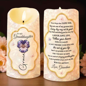 To My Granddaughter Never Forget I Love You Flower Butterfly - Personalized Custom LED Candle - GDT742_LECA