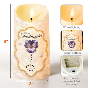 To My Granddaughter Never Forget I Love You Flower Butterfly - Personalized Custom LED Candle - GDT742_LECA