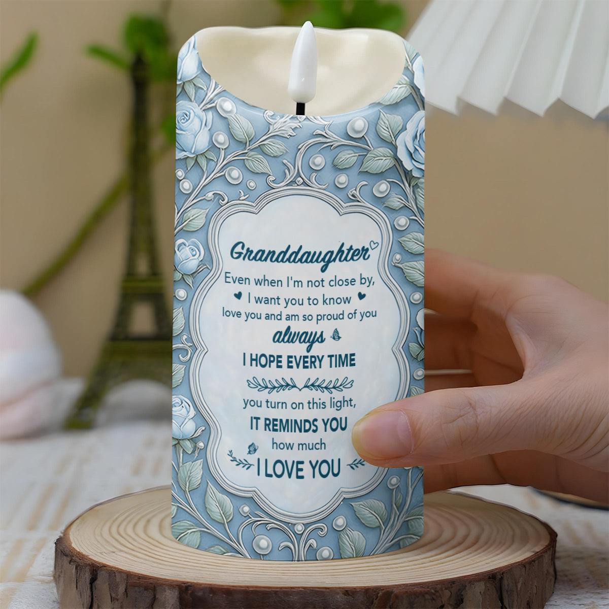 Granddaughter Even When I Am Not Close By Flowers Butterfly - Personalized Custom LED Candle - GDT744_LECA