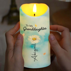 To My Granddaughter Straighten Your Crown Flower And Butterfly - Personalized Custom LED Candle - GDT754_LECA